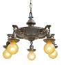 Vintage Classical Revival Aladdin Pan 5 Light Chandelier with Beading