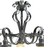 Vintage Classical Revival Steel and Brass Chandelier with Floral Motifs