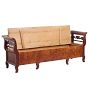 Vintage Traditional Early 19th Century Swedish Birch Bench with Carved Back &amp; Storage