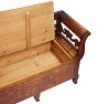 Vintage Traditional Early 19th Century Swedish Birch Bench with Carved Back &amp; Storage