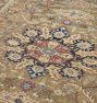 Vintage Turkish Hand-Knotted Wool Rug Floral Medallion Beige 7 x 9-1/2ft