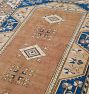 Vintage Turkish Hand-Knotted Wool Rug Rectangular Medallion Blue 8 x 10-1/2ft