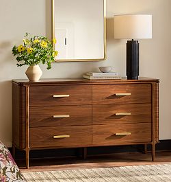 best dresser HULALA HOME Arcua Fluted Marble Top Dresser, Walnut