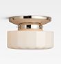 Foster 4" Fitter Flush Mount, Polished Nickel - Faceted Drum Shade