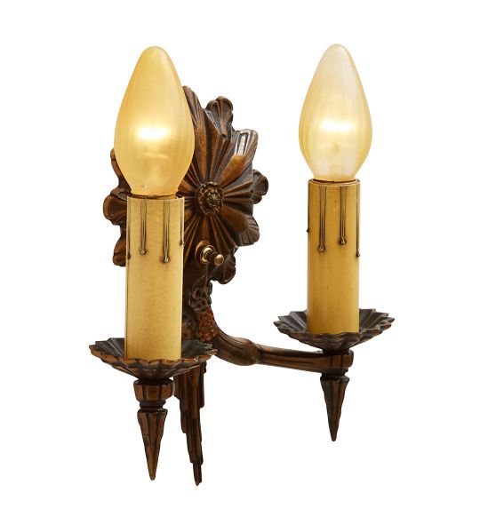 アンティーク 楕円形 ライトストーン バックル レトロ 7セット Vintage Gothic Revival Double Candle Sconce | Rejuvenation
