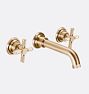 Descanso Cross Handle Widespread Wall Mount Faucet, 6.5" - Satin Bronze PVD