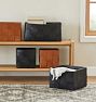 OPEN BOX: Woven Leather Basket Collection, Round, 16-1/2"W x 12-1/2"H - Saddle