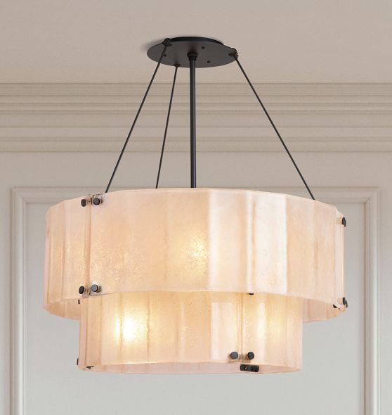 Willamette 32" Double Tier Chandelier, Champagne Glass by Rejuvenation