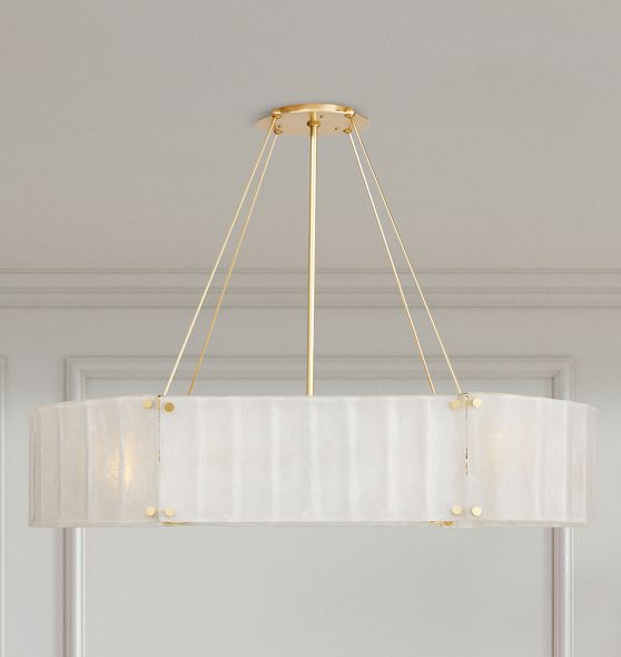 Willamette 48" Linear Chandelier, Aged White Glass by Rejuvenation