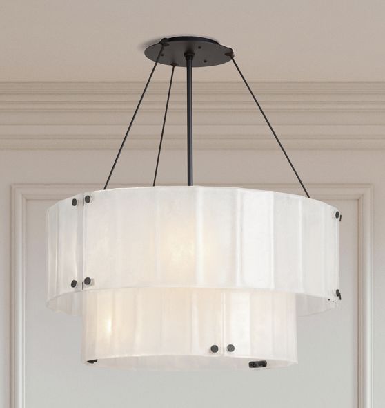 Willamette 32" Double Tier Chandelier, Pearl White Glass by Rejuvenation
