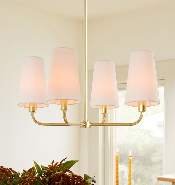 Ansel 25" Chandelier, Fabric Shades by Rejuvenation