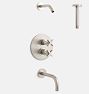 West Slope Shower Set Thermostatic Rain Shower/Tub Trim Cross Handle w/ 6in Arm BN