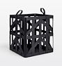 Open Box: Leather Open Weave Basket - Black