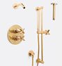 West Slope Shower Set Thermostatic Rain Shower/Hand Trim Cross Handle w/ 6in Arm CP