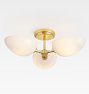 Argus 20in Semi Flush Aged Brass Glass Egg Shade Cased White