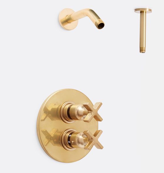 West Slope Cross Handle Thermostatic Rain Shower Set