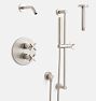 West Slope Shower Set Thermostatic Rain Shower/Hand Trim Cross Handle w/6in Arm BN