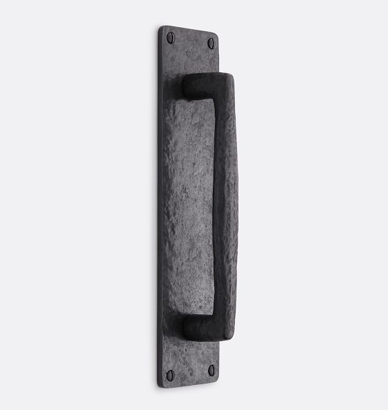 Garage Cast Bronze Bar Door Pull On Square Plate