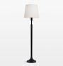 Uma 64.63in Floor Lamp Black Ash with Tapered White Shade