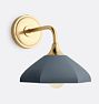 Poplar Single Decorative Sconce Aged Brass Hex Cone 10in Shade Matte Dark Slate