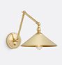 Theo Articulating Task Sconce CP Cone 10in Shade Matte Buttercup ext and Brass int