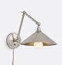 Poplar Articulating Task Sconce BN Plug In Cone 10in Shade BN