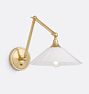 Poplar Articulating Task Sconce CP Cone 10in Shade Cased White