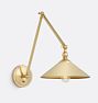 Theo Articulating Task Sconce CP Long Cone 10in Shade Matte Buttercup ext and Brass int