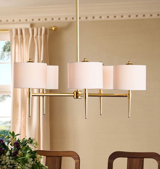 Rhone Chandelier, 36" Width in Fabric Shades by Rejuvenation