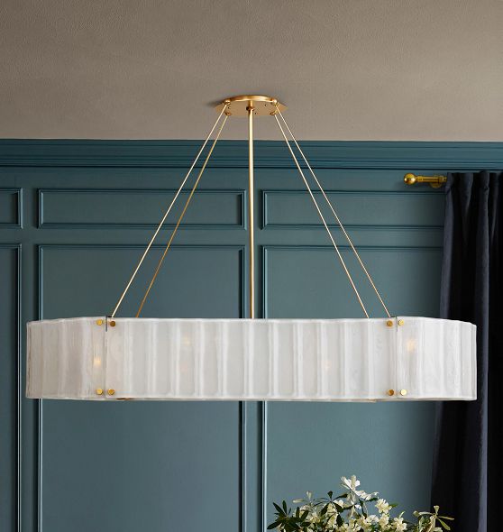Willamette 60" Linear Chandelier, Pearl White Glass by Rejuvenation