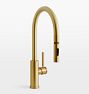 Modern PLP Pull Down Kitchen Faucet, Button Sprayer - Classic Bronze