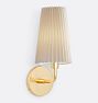 Ansel Sconce, Aged Brass - Pleated White Fabric Shade