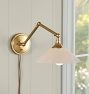 Poplar Articulating Sconce, Glass Shades