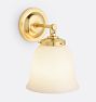 Lydell Single Decorative Sconce Aged Brass 3.25in Fitter Bell Shade Cased White