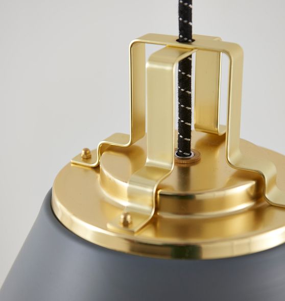 Butte 18" Cone Pendant, Aged Brass Fitter by Rejuvenation