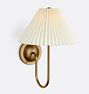 Crissey Single Decorative Sconce Heritage Brass 11in Fabric Shade Pleated
