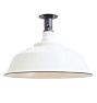 Vintage Industrial Flush Mount with White Enamel Shade 18" Diameter