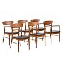 Vintage Midcentury Modern Scandanavian Dining Chair with Leather Seat Set of 6