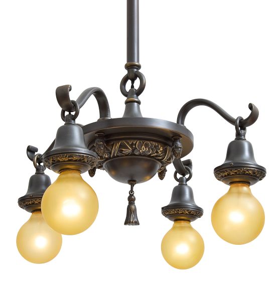 Vintage Classical Revival Chandelier with Floral Motif by Rejuvenation