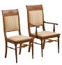 Vintage Classical Revival Striped Upholstery Dining Chairs Set of 6