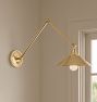 Poplar Articulating Sconce, Brass Shades