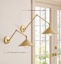 Poplar Articulating Sconce, Brass Shades