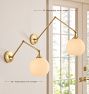 Poplar Articulating Sconce, Glass Shades