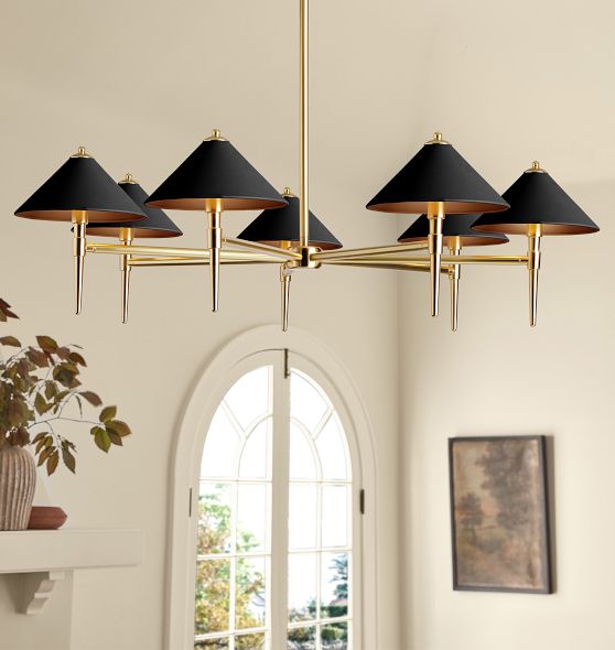 Rhone Chandelier, 48" Width in Metal Shades by Rejuvenation