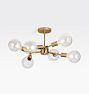 Salem 18" Bare-Bulb Semi-Flush Mount, Heritage Brass