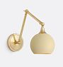 Poplar Articulating Task Sconce CP Ball 6in Shade Matte Buttercup ext and Brass int