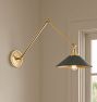 Poplar Articulating Sconce, Painted Brass Shades