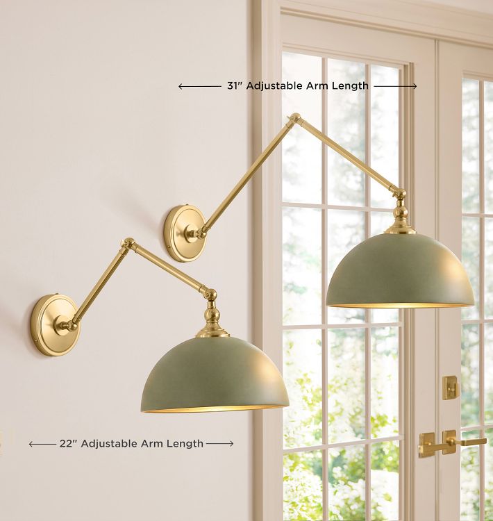 Theo Articulating Sconce, Painted Brass Shades | Rejuvenation