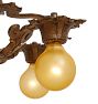 Vintage Art Deco Chandelier Brass Five Light Globe Shades