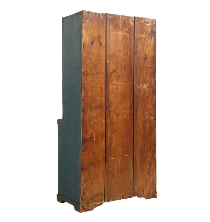 Vintage Early Painted Blue Step Back Cupboard | Rejuvenation